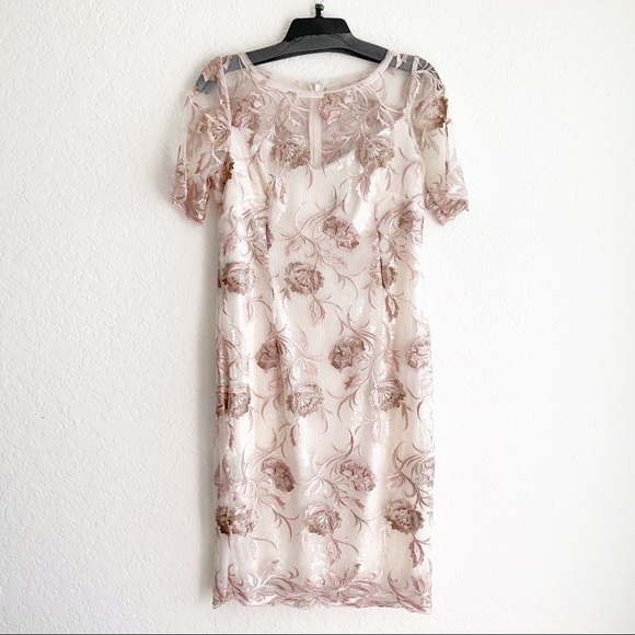 SOLD Marchesa Notte Embroidered Sequin Dress Ivory - Picture 2 of 12